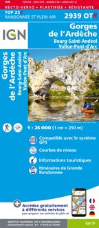 Wandelkaart - Topografische kaart 2939OTR Gorges de l'Ardèche / Bourg-St-Andéol | IGN - Institut Géographique National