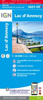 Wandelkaart - Topografische kaart 3431OTR Lac d'Annecy | IGN - Institut Géographique National