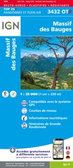 Wandelkaart - Topografische kaart 3432OTR Massif des Bauges | IGN - Institut Géographique National
