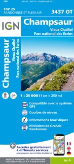 Wandelkaart - Topografische kaart 3437OT Champsaur | IGN - Institut Géographique National