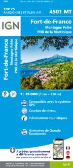 Wandelkaart - Topografische kaart 4501MT Fort-de-France - Montagne Pelée - PNR Martinique | IGN - Institut Géographique National