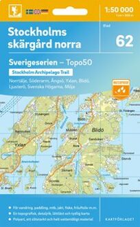 Wandelkaart - Topografische kaart 62 Sverigeserien Stockholms Skärgård norra | Norstedts