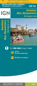 Wandelkaart - Wegenkaart - landkaart 89029 Sentier des Douaniers - Bretagne sud GR34 | IGN - Institut Géographique National