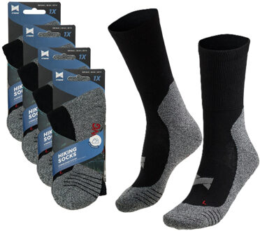 wandelsokken 4x paar - zwart - volwassenen - maat 39/42 - Outdoor - Coolmax 39/42