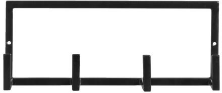 Wandhaak Aken 4 Haken - 12x30,5x8 Cm - Metaal - Zwart - 30.5x12x8 Cm