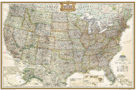 Wandkaart 20386 USA politiek antiek | Papier | 92 x 61 cm | National Geographic