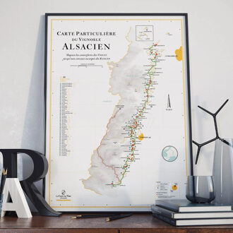 Wandkaart Alsace Carte des vins | Wijnkaart van de Elzas | 50 x 70 cm | La carte des vins