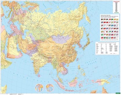 Wandkaart Asia Political & Physical | 154 x 121 cm | Freytag & Berndt