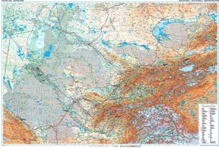 Wandkaart Centra Asia Geographic - Azië Centraal geografisch | 122 x 80 cm | Gizi Map