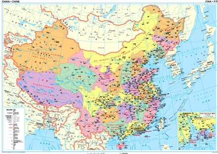 Wandkaart China - political, 95 x 69 cm | Gizi Map - 69 x 95 cm
