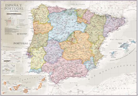 Wandkaart Classic Spanje & Portugal | 60 x 42 cm | Maps International