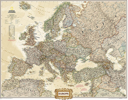 Wandkaart Europa, politiek & antiek, 77 x 60 cm | National Geographic
