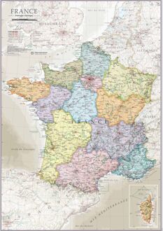 Wandkaart France Political Map | 118 x 84 cm | Maps International