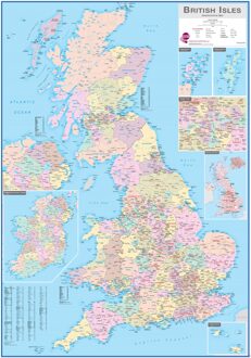 Wandkaart Groot-Brittannië administratief | Geplastificeerd | 84 x 119 cm | Maps International