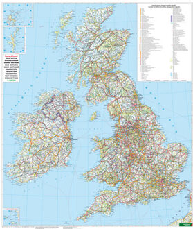 Wandkaart Groot-Brittannië - Ierland | Geplastificeerd | 99 x 116 cm | Freytag & Berndt