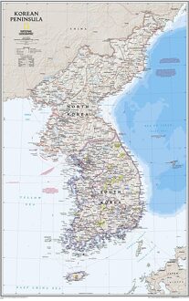 Wandkaart Korean Peninsula Noord- en Zuid Korea, 59 x 91 cm | National Geographic