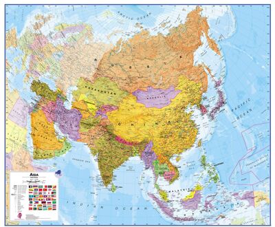 Wandkaart - Magneetbord Azië Politiek - Asia Political, 120 x 100 cm | Maps International