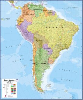 Wandkaart - Magneetbord Zuid Amerika - South America political, 120 x 100 cm | Maps International