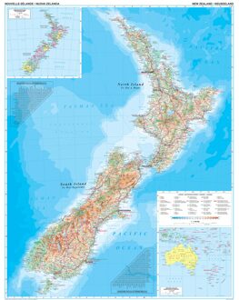 Wandkaart Nieuw Zeeland, 74 x 93 cm | Gizi Map - 74 x 94 cm