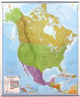 Wandkaart Noord Amerika, politiek, 100 x 120 cm | Maps International - 100 (b) x 120 cm (h)