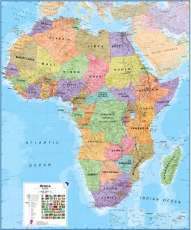Wandkaart - Prikbord Afrika Politiek - Africa Political, 120 x 100 cm | Maps International