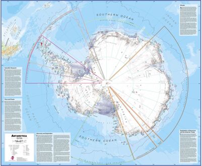 Wandkaart - Prikbord Antarctica - Zuidpool 120 x 100 cm | Maps International