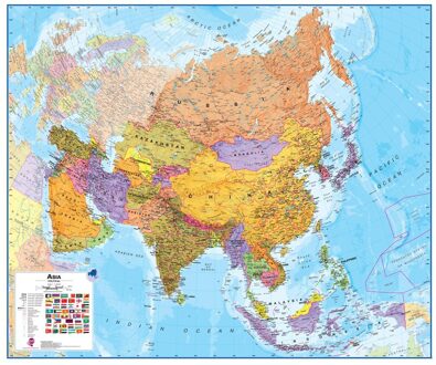 Wandkaart - Prikbord Azië Politiek - Asia Political, 120 x 100 cm | Maps International
