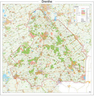 Wandkaart Provincie Drenthe, 100 x 100 cm | 12 Provinciën - 80 x 78 cm