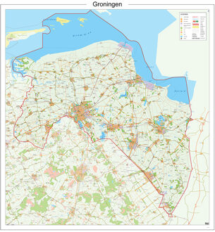 Wandkaart Provincie Groningen, 100 x 100 cm | 12 Provinciën - 95 x 83 cm