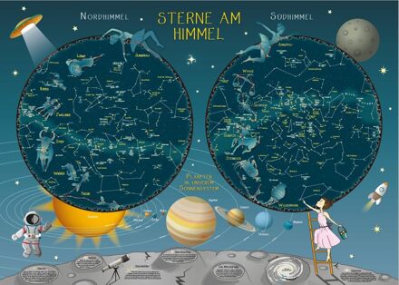 Wandkaart Stars in the Sky | Papier | 130 x 93 cm | Huber Verlag