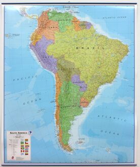 Wandkaart Zuid Amerika - South America political, 100 x 120 cm | Maps International - 120 x 100 cm