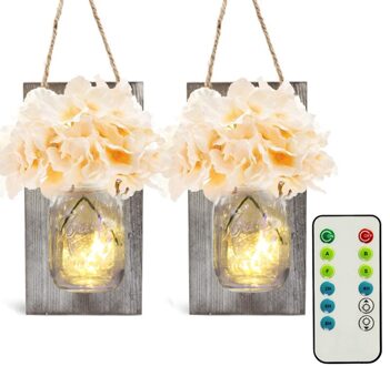 Wandkandelaars Mason Jar Lights Decoratieve Rustieke Opknoping Met Afstandsbediening Led Fairy Lights
