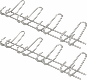 Wandkapstok - 2x - grijs - 4 haaks - metaal - 53 x 16 cm - kapstok