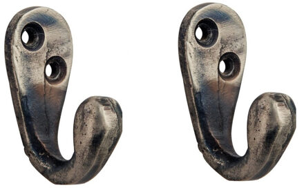Wandkapstok - 2x - roest - Retro enkele haak - kapstokken - haken - 5 x 2 cm