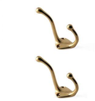 Wandkapstok - 3x - goudkleurig - Luxe enkele haak - kapstokken - haken - 7,5 x 3 cm