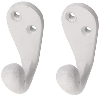 Wandkapstok - 5x - wit - Retro enkele haak - kapstokken - haken - 5 x 2 cm