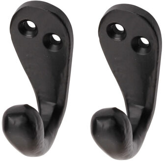 Wandkapstok - 5x - zwart - Retro enkele haak - kapstokken - haken - 5 x 2 cm