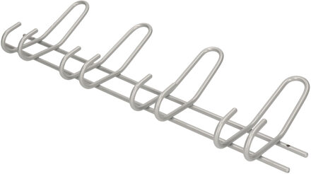 Wandkapstok - grijs - 4 haaks - metaal - 53 x 16 cm - kapstok