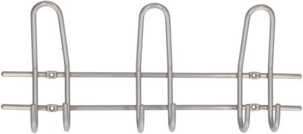 Wandkapstok - zilverkleurig - 3-haaks - hoogwaardig metaal - 16,5 x 39 cm - kapstok - Kapstokken