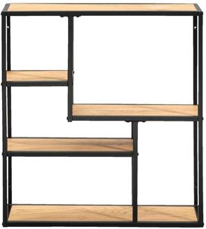 Wandkast Jaxx - Zwart/naturel - 70x65x20 Cm - Metaal/MDF - Bruin#Zwart