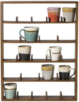 Wandkast voor 23 mokken - bruin - 63.5x48x9 cm
