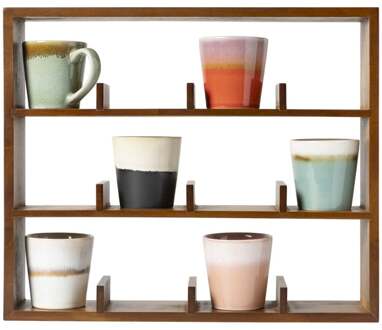 Wandkastje voor 12 mokken - bruin - 45x38x9 cm