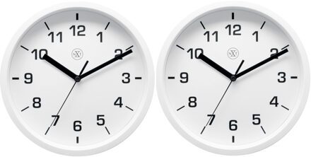 Wandklok - 2x - wit - D20 cm - kunststof - Stijlvolle Analoge Klok