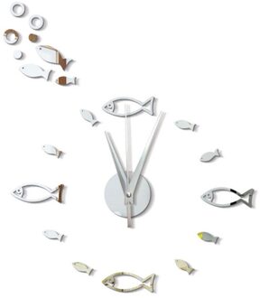 Wandklok 3D Kleine Vis Bubble Stereo Acryl Spiegel Wandklok Home Decoratie Wandklok zilver