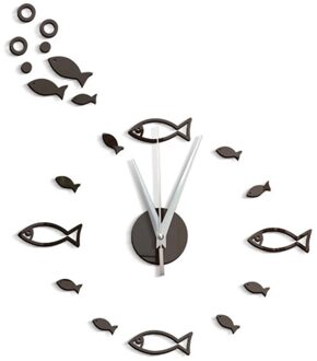 Wandklok 3D Kleine Vis Bubble Stereo Acryl Spiegel Wandklok Home Decoratie Wandklok zwart