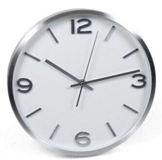 Wandklok basic - wit/zilver - 25 cm - aluminium