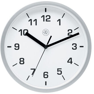 Wandklok - D20 cm - zilverkleurig - rond - keuken of kantoor klok