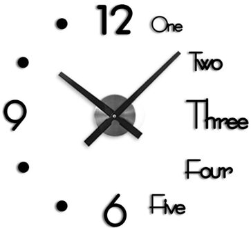 Wandklok Diy Acryl Spiegel Stickers Woondecoratie Quartz Horloges Mode Woonkamer 3D Horloges zwart