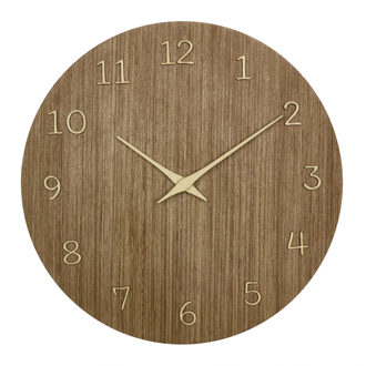 Wandklok - donker naturel hout - D30 cm - hout - muur klok - rond