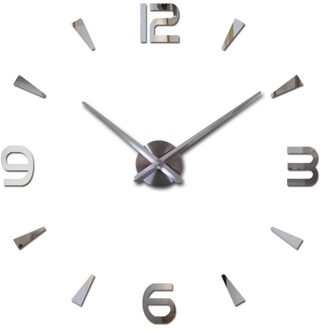 Wandklok Horloge muhsein 3D DIY Acryl Spiegel Muurstickers Home Decor Woonkamer Quartz Naald Zilver